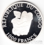 Республика Конго 1000 франков 1999 Чарльз Дарвин
