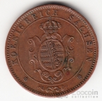 Германия - Саксония 5 пфеннигов 1862