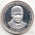 Остров Мэн 1 крона 1974 Уинстон Черчилль (серебро)