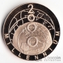 Тёркс и Кайкос 25 крон 2000 Миллениум - Космос (серебро)