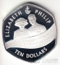Каймановы острова 10 долларов 2007 60 лет Свадьбы Королевы Елизаветы 2 и принца Филипа (серебро) №1