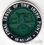 Фиджи 10 долларов 2002 Последний ирландский фунт (вставка из зеленого агата)