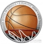 США 1/2 доллара 2020 Баскетбол (Proof) выпуклая, цветная. Первая официальная цветная монета в США!