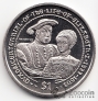 Брит. Виргинские острова 1 доллар 2003 Король Генрих 8 и принцесса Елизавета [1]