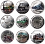 Набор 8 монет и жетон 2020 История поездов, 12-ая Ибероамериканская серия (серебро, цветные)
