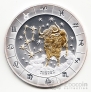 Руанда 1000 франков 2009 Телец (серебро-позолота-бриллианты). диаметр 65 мм!