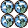 США набор 4 монеты 2008 Президенты (цветные)