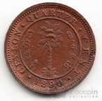 Цейлон 1/4 цента 1890
