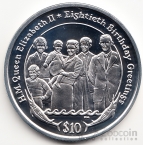 Брит. Виргинские острова 10 долларов 2006 80 лет королеве Елизавете 2 (серебро) №7