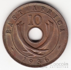 Брит. Восточная Африка 10 центов 1936 Без буквы