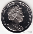 Брит. Виргинские острова 1 доллар 2008 450 лет коронации Королевы Елизаветы I №2