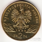 Польша 2 злотых 1999 Фауна - Волки