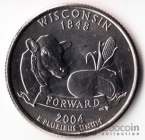 США 25 центов 2004 Штаты США - Wisconsin P