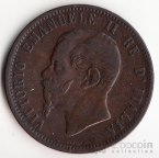 Италия 10 сентезими 1866 Буква М