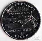 Остров Мэн 1 крона 1995 Авиация Мэна - Самолет Focke-Wulf (Тип 1 - BMW injection aero engine)