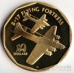 Маршалловы острова 10 долларов 1991 Самолет В-17