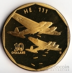 Маршалловы острова 10 долларов 1991 Самолет НЕ-111