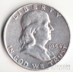 США 1/2 доллара 1954 Франклин