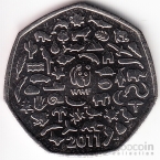 Великобритания 50 пенсов 2011 50 лет WWF