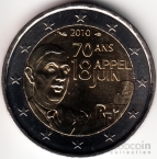 Франция 2 евро 2010 Шарль де Голль