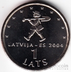 Латвия 1 лат 2004 Землекоп