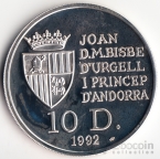 Андорра 10 динер 1992 Горный козел