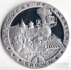Остров Мэн 1 крона 1992 Открытие Америки - Джон Кэсемент (серебро)