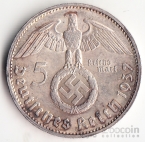 Германия 5 марок 1937 Гинденбург G