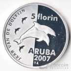 Аруба 5 флоринов 2007 Дельфины
