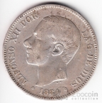 Испания 5 песет 1884