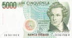Италия 5000 лир 1985