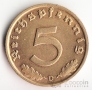 Германия 5 пфеннигов 1939 D