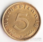 Германия 5 пфеннигов 1938 B
