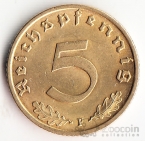 Германия 5 пфеннигов 1937 F