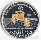Палау 2 доллара 2011 125 лет Автомобилю - Benz Patent-Motorwagen