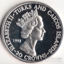 Теркс и Кайкос 20 крон 1993 Программа Аполлон 11 №1 (серебро)
