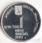 Израиль 1 шекель 1993 45 лет Независимости