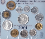 Италия набор 12 монет 2001 (блистер)