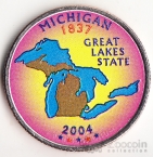 США 25 центов 2004 Штаты США - Michigan (цветная)