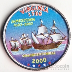 США 25 центов 2000 Штаты США - Virginia (цветная №1)