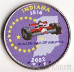 США 25 центов 2002 Штаты США - Indiana (цветная)
