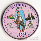 США 25 центов 2003 Штаты США - Illinois (цветная)
