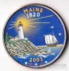 США 25 центов 2003 Штаты США - Maine (цветная)