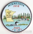 США 25 центов 2005 Штаты США - Minnesota (цветная)