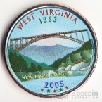 США 25 центов 2005 Штаты США - West Virginia (цветная)