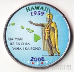 США 25 центов 2008 Штаты США - Hawaii (цветная)