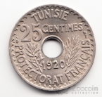 Тунис 25 сентим 1920