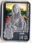 Андорра 10 динер 2008 Искусство - Картина Леонардо да Винчи