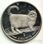 Остров Мэн 1 крона 1998 Фауна - Кошка