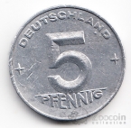 ГДР 5 пфеннигов 1952 Е